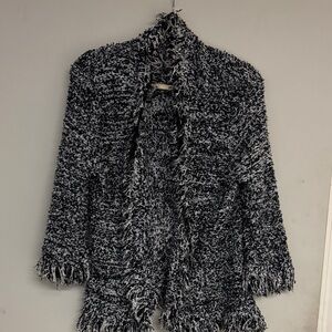 Women's Black and White Cardigan Sweater